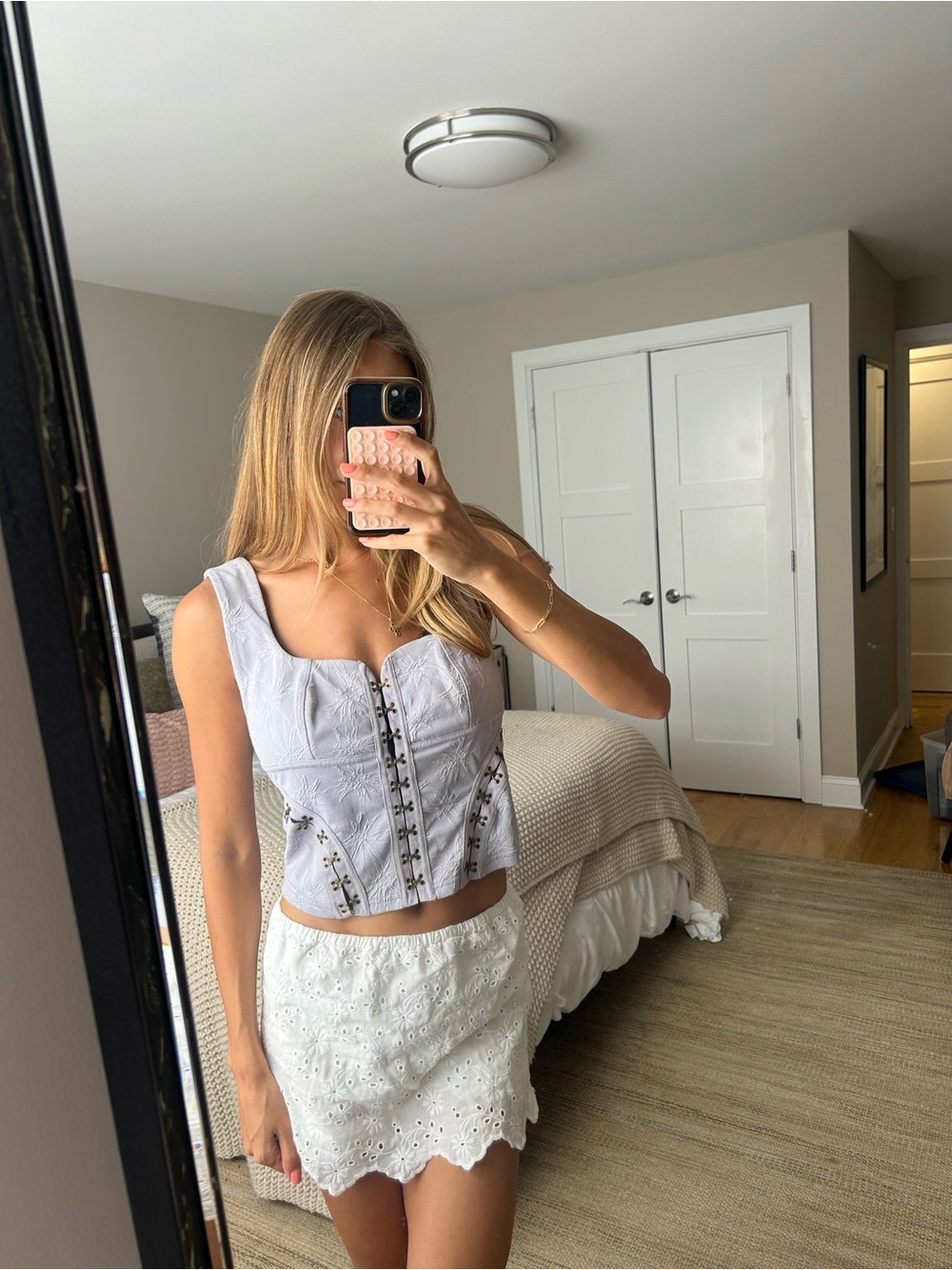 Free People lavender brocade corset top, size M